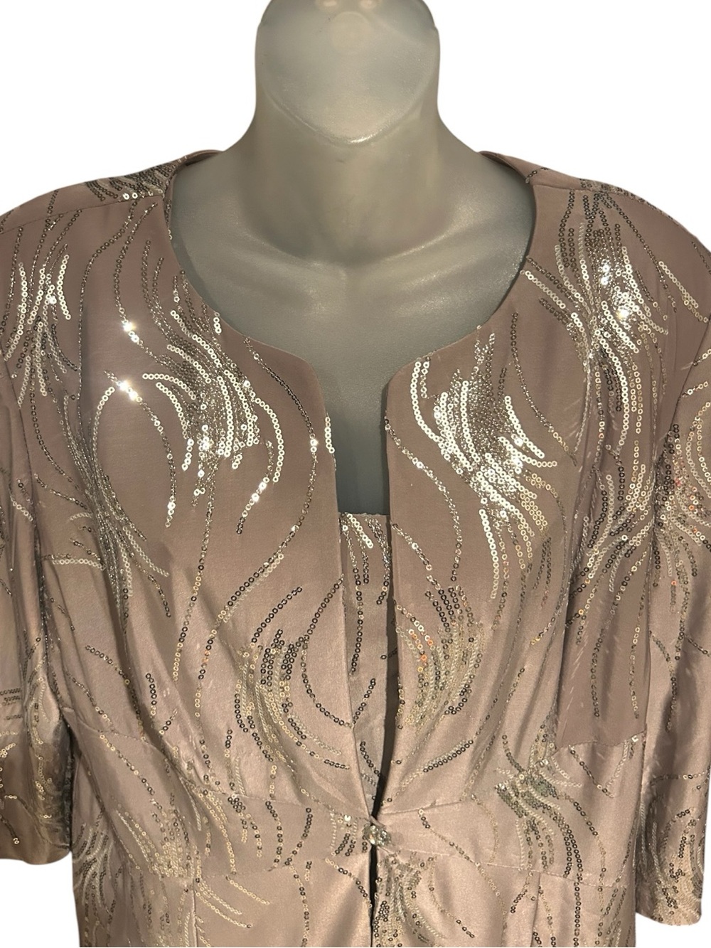 Alex Evenings Sequin Mock Two-Piece Dress with Jacket Size 14 Pewter and Silver - Picture 11 of 16